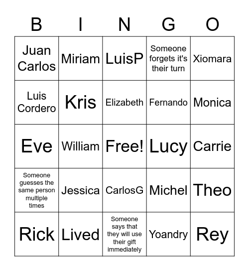 Holiday 2020 BINGO7 Bingo Card