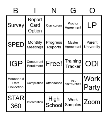 Team Bolanos  Bingo Card