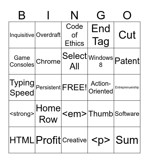 Comp. Lit. Final Exam (Eric N.) Bingo Card