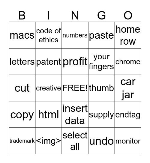 comp. lit. final exam Bingo Card