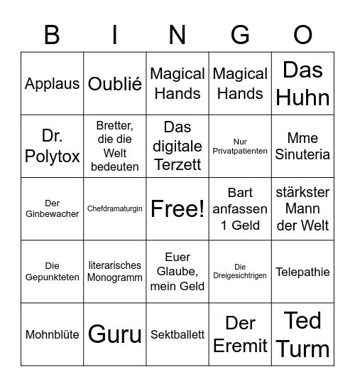 geredetes Bingo Card