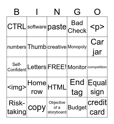 Computer Literacy final exam Bingo Card