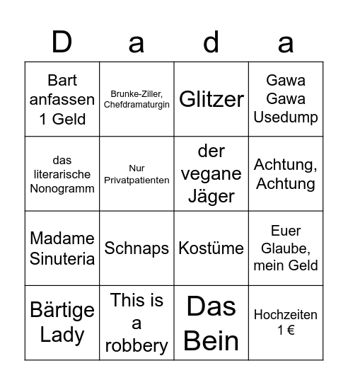 geredetes Bingo Card