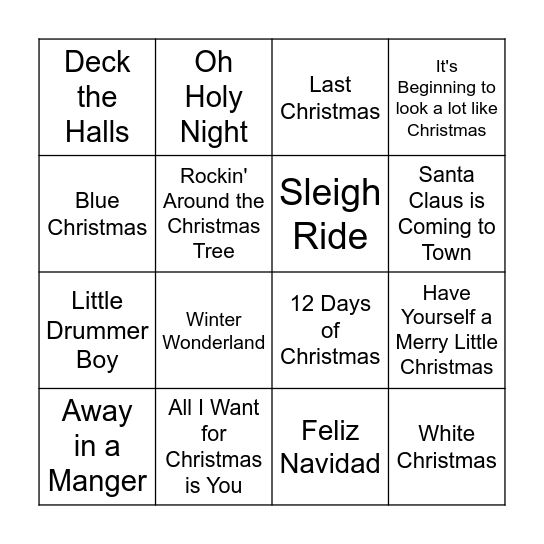 Holiday Bingo Card