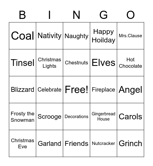 Christmas Bingo Card