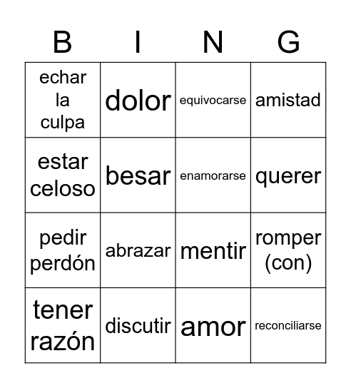 Bingo - Entre amigos Bingo Card