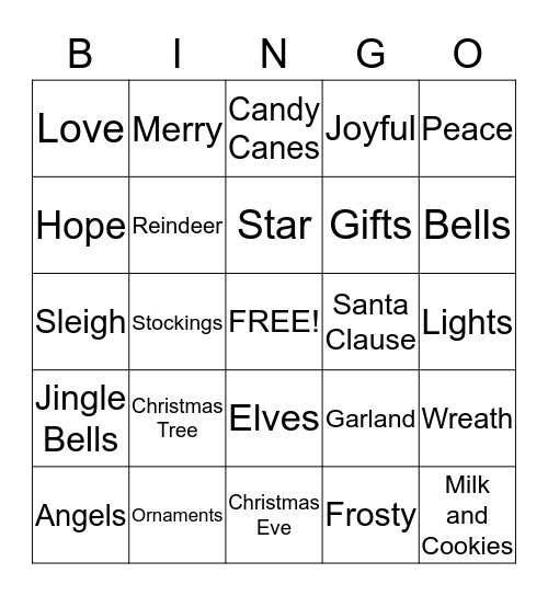 Christmas Bingo Card