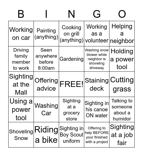 Dane Bingo Card