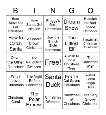 Bingo For Books Bingo Card