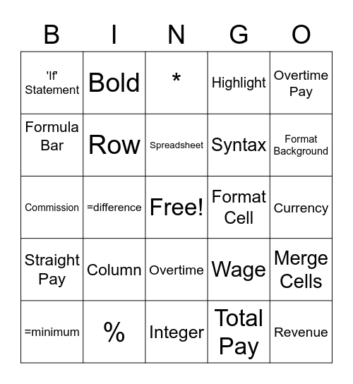 Excel Bingo Card