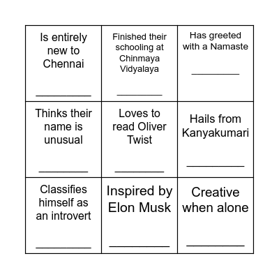Find Someone Who Bingo Card