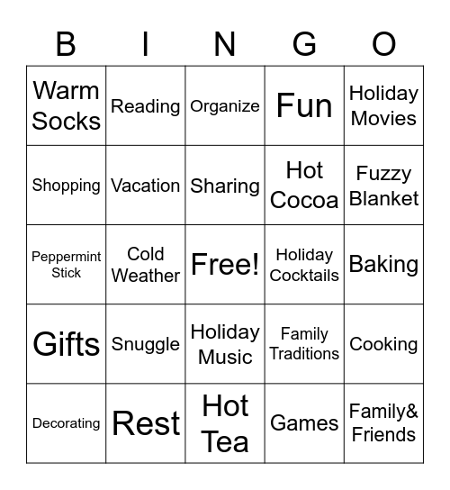 'Tis The Season Bingo Card