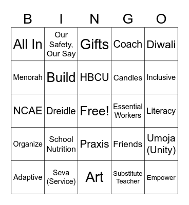 Educator Bingo Card
