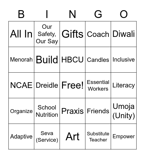 Educator Bingo Card