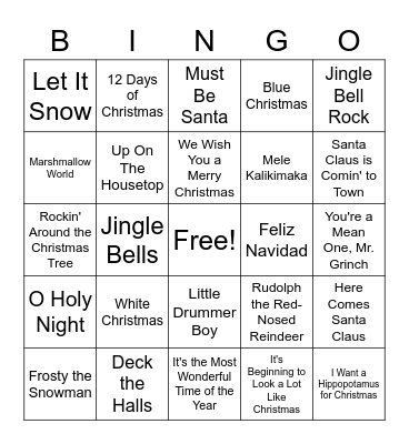 Holiday BINGO Card