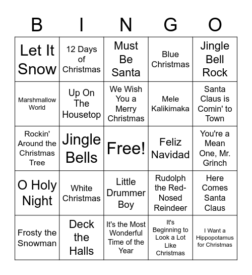 Holiday BINGO Card