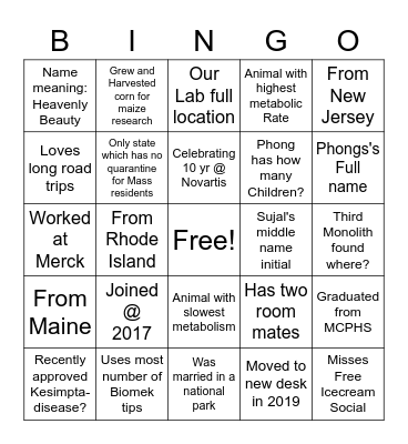 Get to Know Each Other Bingo Card