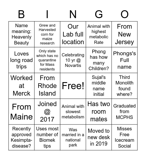Get to Know Each Other Bingo Card