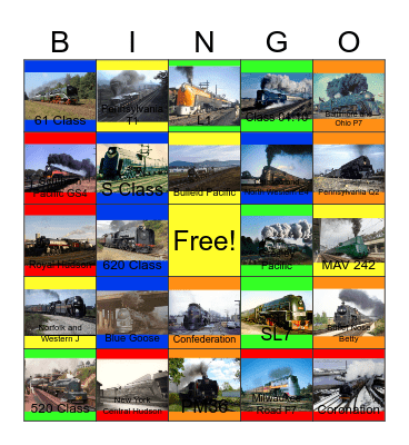 Streamlined Steam Locomotives Bingo Card