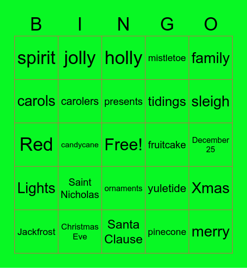 GRS CHRISTMAS BINGO Card
