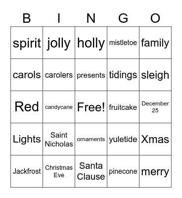 GRS CHRISTMAS BINGO Card