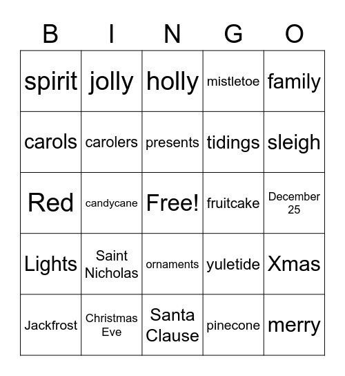 GRS CHRISTMAS BINGO Card