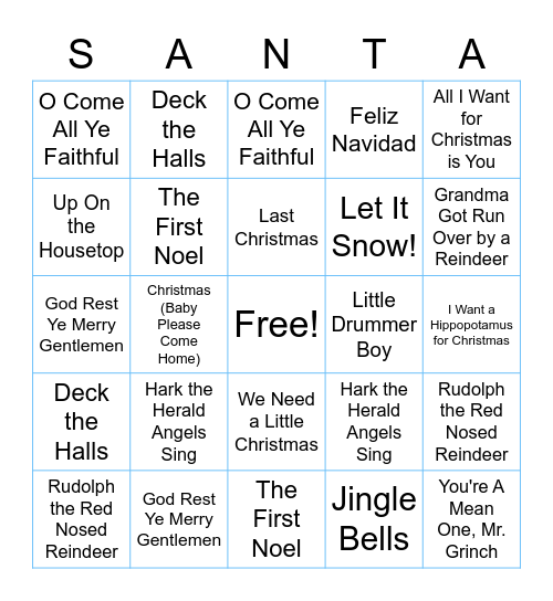 SANTA Bingo Card
