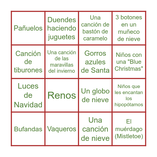 Bingo de Cantos de Navidad Bingo Card