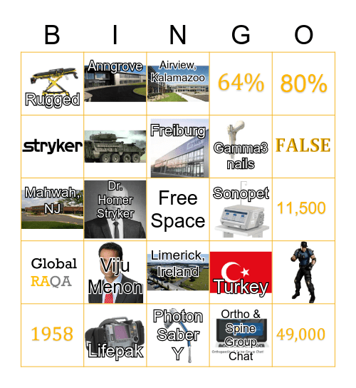 Stryker Bingo Card
