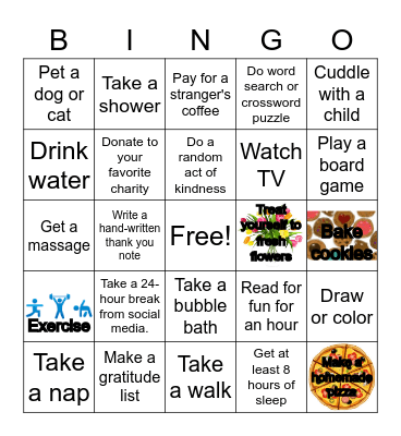 Self Care Bingo Card