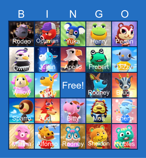 Animal Crossing Bingo Card