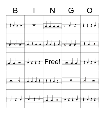 Rhythm Bingo Card