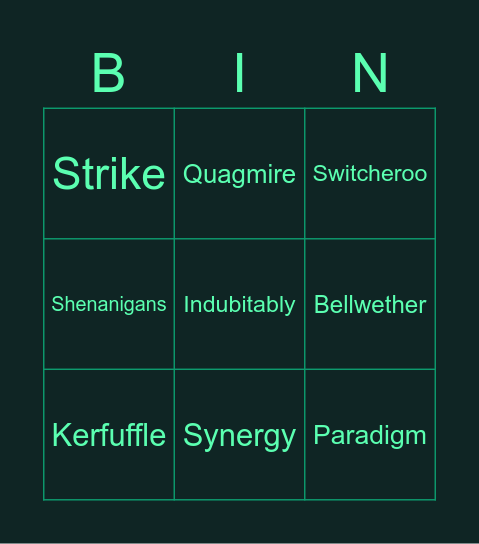 Headline Bingo Card