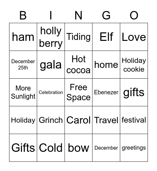 Winter Solstice Bingo Card