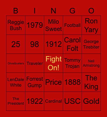 USC Trivia Bingo Card