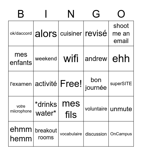 Bondy Bingo Card