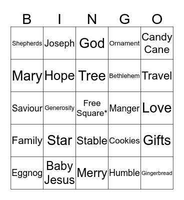 Christmas Bingo Card