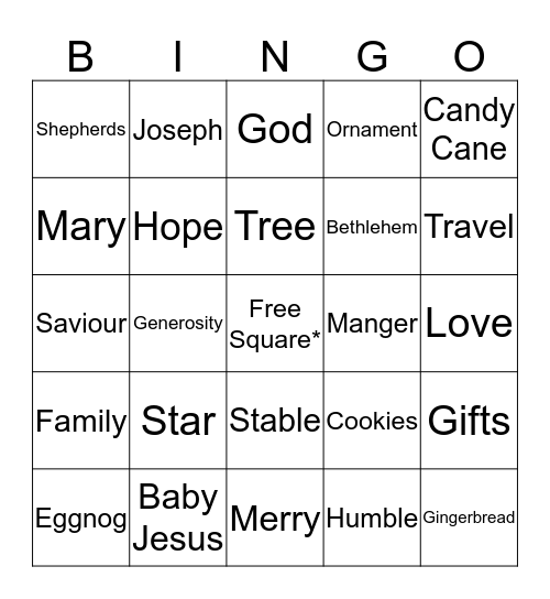 Christmas Bingo Card