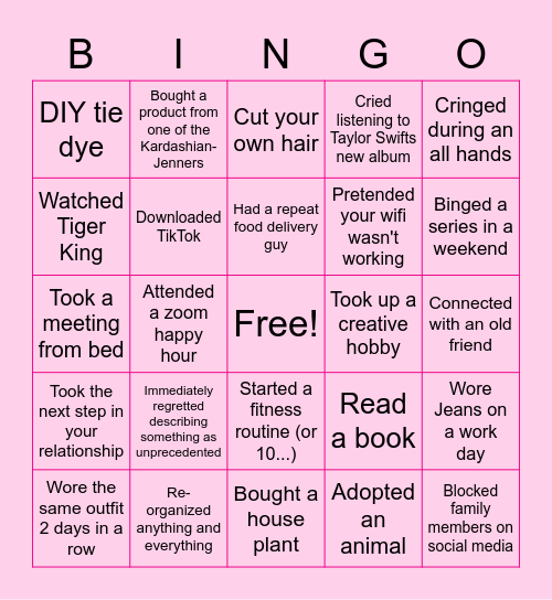 2020 People & Culture Bingo Card