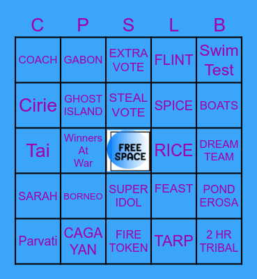 SURVIVOR Bingo Card