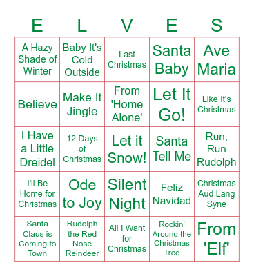 Recruitment Winter Music Bingo Card