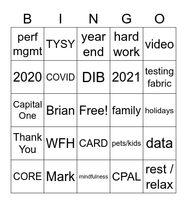 Core/Product All Hands BINGO Card