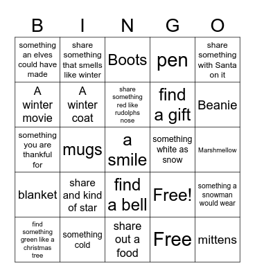 winter bingo Card