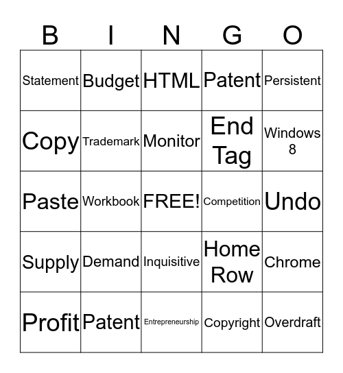 Finals Study Bingo Card