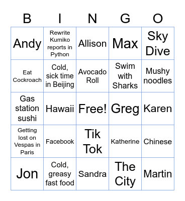 TamBingo! Bingo Card