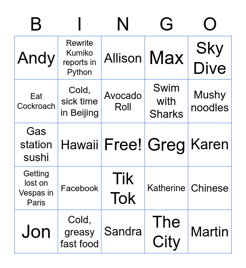 TamBingo! Bingo Card
