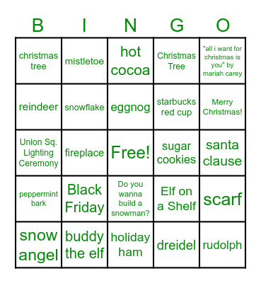 Holiday Bingo Card
