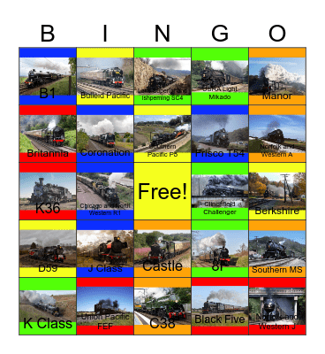 Strong Steam Locomotives around the World Bingo Card