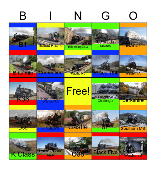Strong Steam Locomotives around the World Bingo Card