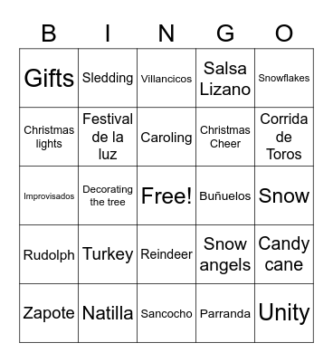 Xmas Fest Bingo Card